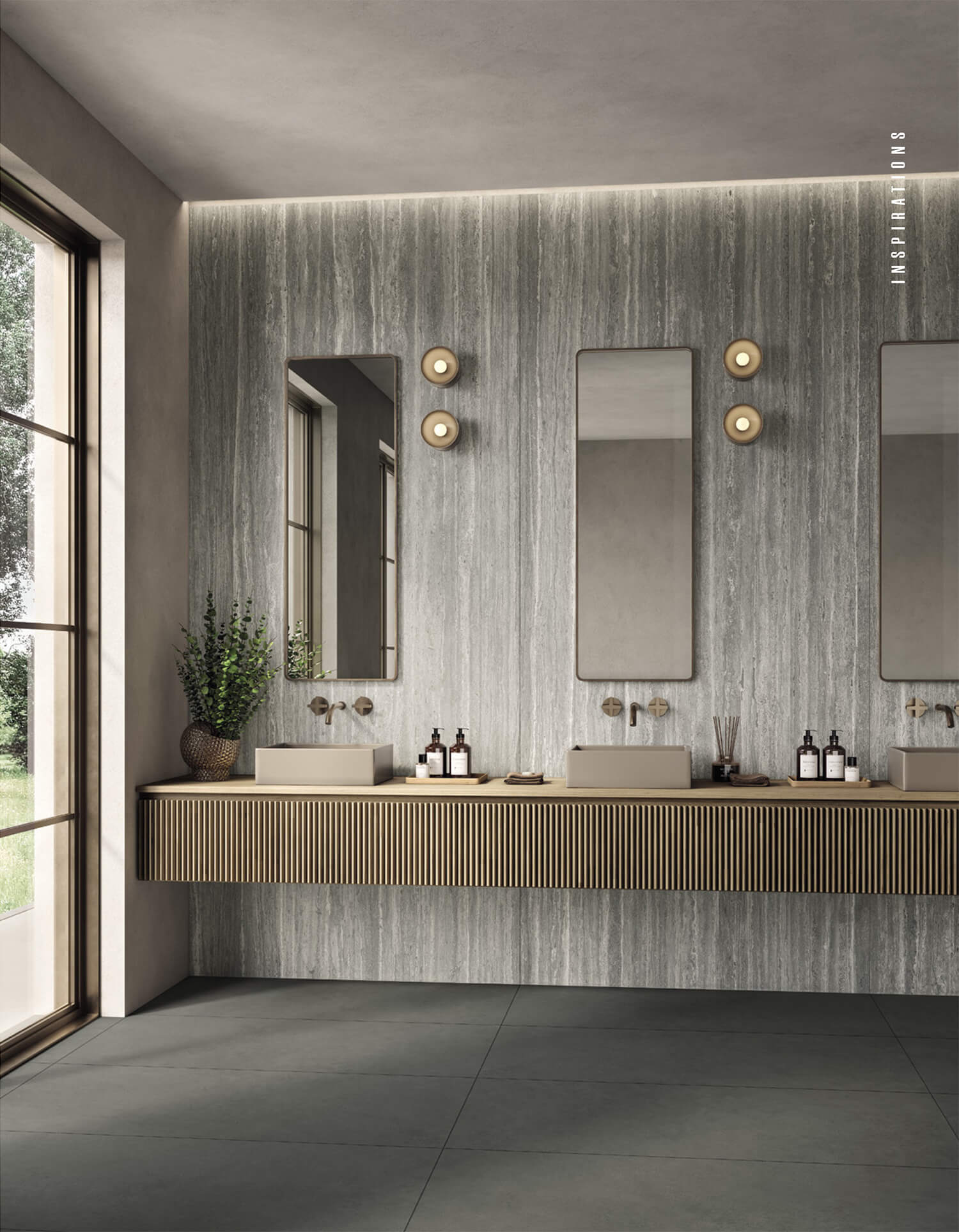 Travertino Dark EY 08 - velkoformátová dlažba - obklad šedá imitace kamene - mirage